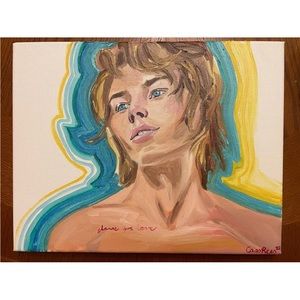 Jordan Barrett Male Nude Model Babe 11 x 14 Oil Painting On Canvas Golden
